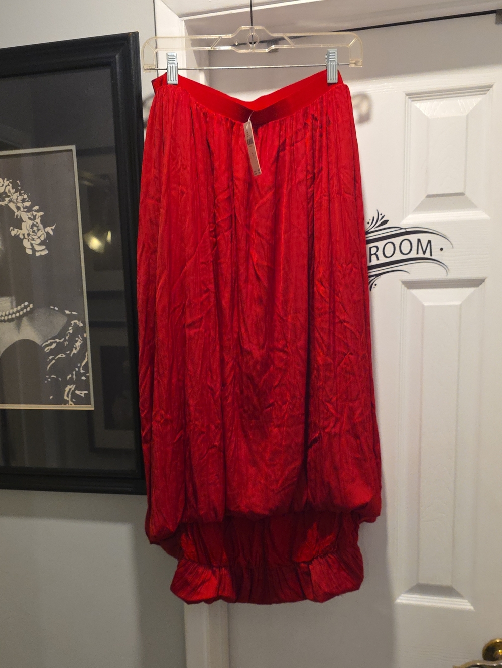 Anthropologie Red Balloon-Hem High-Low Skirt